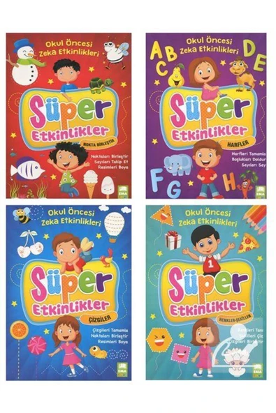Ema Çocuk Okul Öncesi Zeka Etkinleri Süper Etkinler Seti (4 KİTAP)