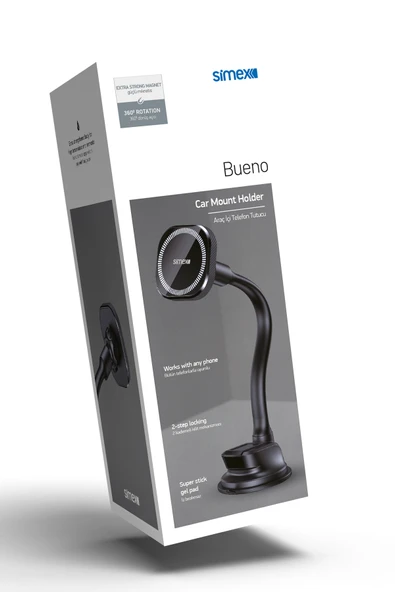 Simex Süper Yapışkanlı Araba Telefon Tutucu 360 Derece Vantuzlu Miknatisli Bueno - Resim 5