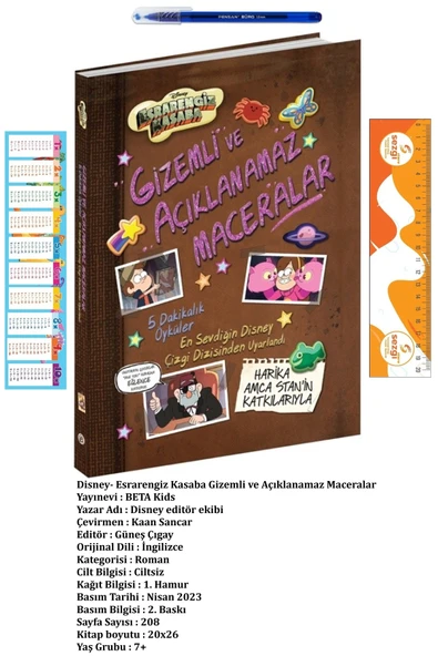 Beta Yayınları Esrarengiz Kasaba Gizemli Açıklanamaz Maceralar 7+ Yaş ve Tükenmez Kalem+Sezgistore Ayraç Cetvel ürün görseli 1