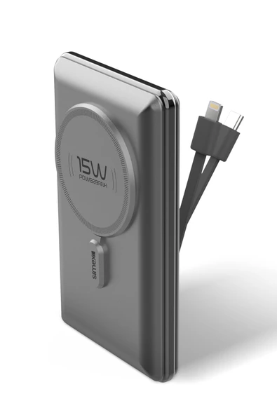 Hızlı Şarj Temassız MagSafe PowerBank 22,5W 10000mAh Dahili Kablolu Simex S-38 Polite - Resim 2