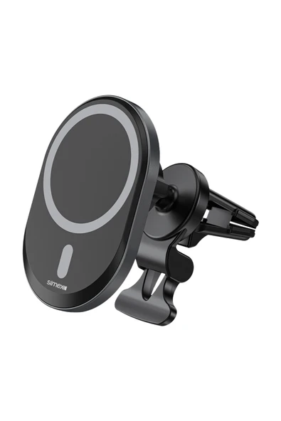 Simex Peteğe Takmalı Wireless Magsafe Hızlı Şarj 15 Watt Araç İçi Telefon Tutucu ve Temassız Şarj Aleti Cargador
