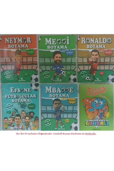 yeti kitap Okul Öncesi Efsane Futbolcular Boyama Kitapları Her Biri 16 sayfa ve Çek-Kopar Stickerli+Gumboll Boy ürün görseli 1