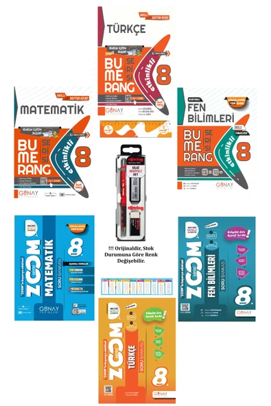 Günay Yayınları 8. Sınıf Bumerang Etkinlikli ve Zoom Serisi Soru Bankaları Set (Türkçe-Matematik-Fen)+Tikky Versatil ürün görseli 1