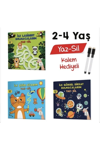 yükselen zeka 2-4 Yaş Mucit Karınca Yaz-sil Kitap 2 (İLK ÇİZİM, LABİRENT BULMACALARIM, GÖRSEL DİKKAT BULMACALARIM) ürün görseli 1
