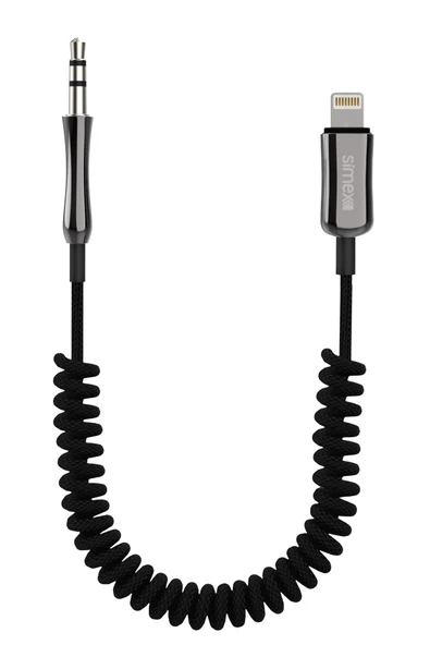 Simex Lightning to Aux Kumaş Spiralli AUX Bağlantı Kablosu SA-01 Zinco