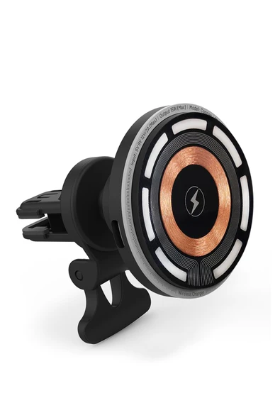 15W Hızlı Manyetik Araç içi Metal Magsafe Kablosuz Şarj Standı ve Telefon Tutucu Simex Copper - 2