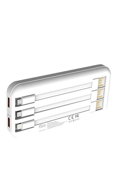 Simex Powerbank 10000mAh Dahili Kablolu 22,5W 15W Magnetic Wireless S-33 W-Power Beyaz - 4