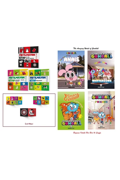 yükselen zeka 0-6 Ay Görsel Uyarım Yırtılmayan Kitap Seti - İlk Kelimelerim ve 16 Sayfalık 4 Adet Boyama Kitabı ürün görseli 1