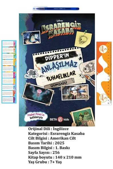 Beta Yayınları Disney Esrarengiz Kasaba Dipperin Anlaşılmaz Tuhaflıklar Günlüğü 7+ Yaş ve Tükenmez Kalem+Sezgistore