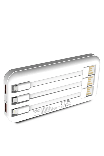 Simex Powerbank 20000mAh Dahili Kablolu 22,5W 15W Magnetic Wireless S-33 W-Power Beyaz - 4