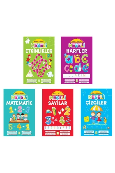 Ema Kitap Eğitici-öğretici Neşeli Çizgiler + Etkinlikler + Harfler + Sayılar + Matematik Seti 5 Kitap ürün görseli 1