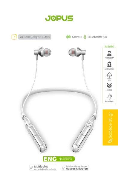 Ghost Boyun Askılı HD Ses Kaliteli Ses Değiştirme Modlu Bluetooth Kulaklık JP-BH06 Jopus - 11