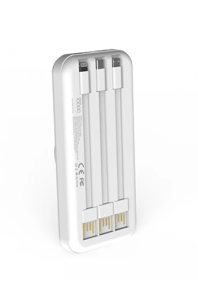 Simex Powerbank 10000mAh Dahili Kablolu 22,5W 15W Magnetic Wireless S-33 W-Power Beyaz - 3