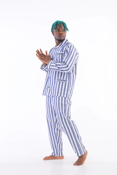 MDB Kocabey 4007 Uzun Kol Çizgili Gaffur Erkek Pijama Takım - Resim 2