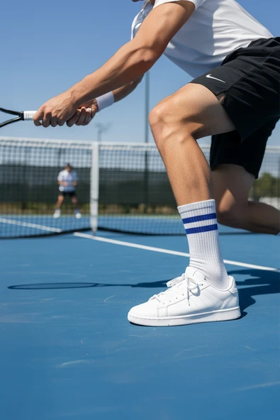 3'lü Pamuk Erkek Tenis Çorap Seti - Çizgili Desenli Tenis Çorap - 7