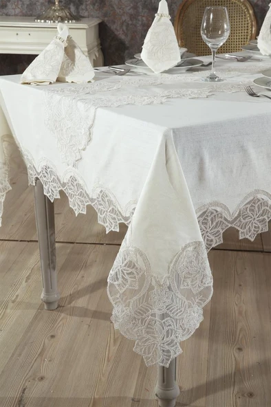 Gönül Masa Örtüsü 26 Parça Krem - Resim 2