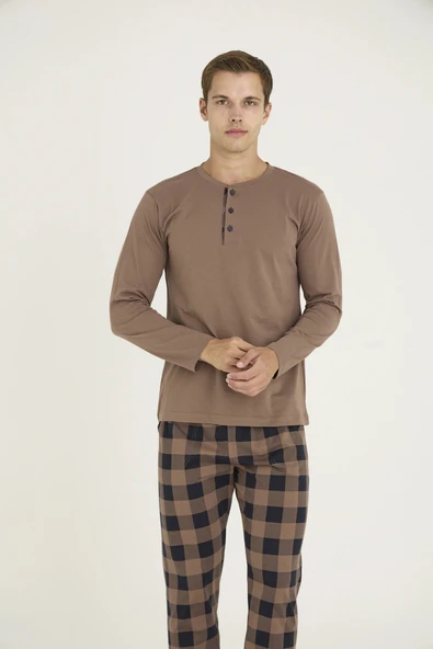 MDB Kocabey 9221 Erkek Midi Yaka Pijama Takım