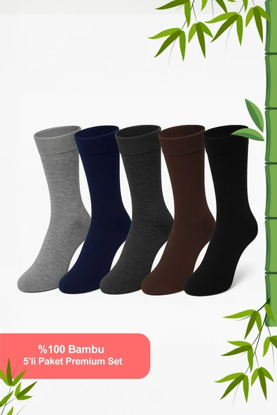 5'li Bambu Erkek Soket Çorap Seti - Karışık Renkli