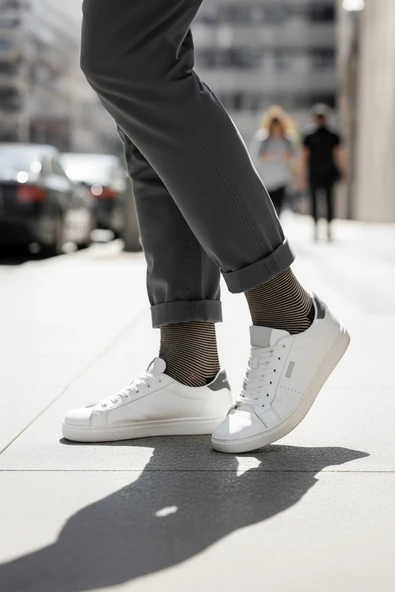 7'li Pamuk Erkek Soket Çorap Seti - Karışık Renkli Çemberli Çorap - Resim 5