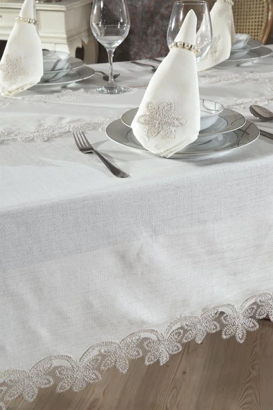 Latife Masa Örtüsü 26 Parça Krem - Resim 3