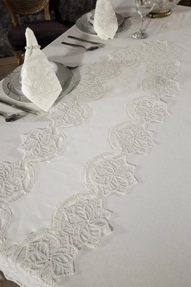 Gönül Masa Örtüsü 26 Parça Krem - Resim 4