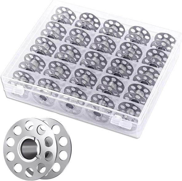25 Adet Dikiş Makinesi Bobinleri Boş Metal Bobinler Makara Bobin Dikiş Makinesi ürün görseli 1