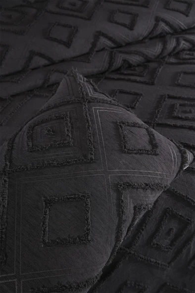 Çeyiz Diyarı Samira 2 Parça Tek Kişilik Pike Takımı Siyah - Resim 4