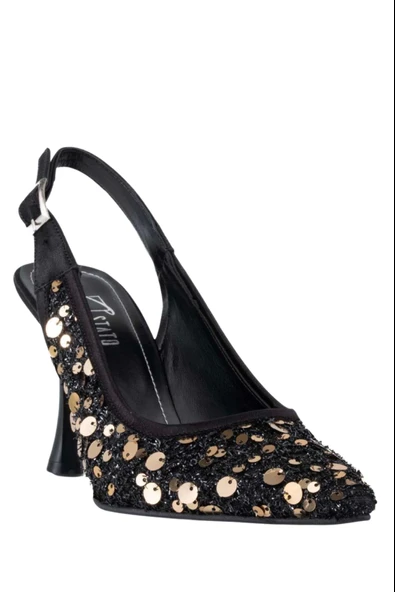 Stato Kadın Parılıtı Topuklu Ayakkabı Siyah - Resim 4