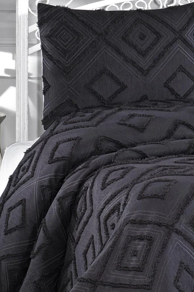 Çeyiz Diyarı Samira 3 Parça Çift Kişilik Pike Takımı Siyah - Resim 4