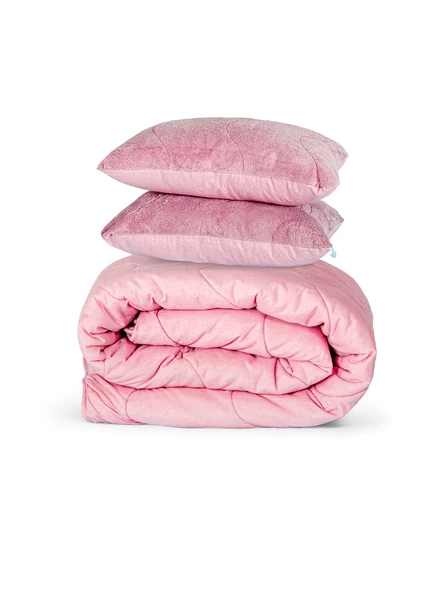 Welsoft Pembe Yorgan Seti Tek Kişilik (1adet  Silikon Yastık ve Kılıfı hedıye) ürün görseli