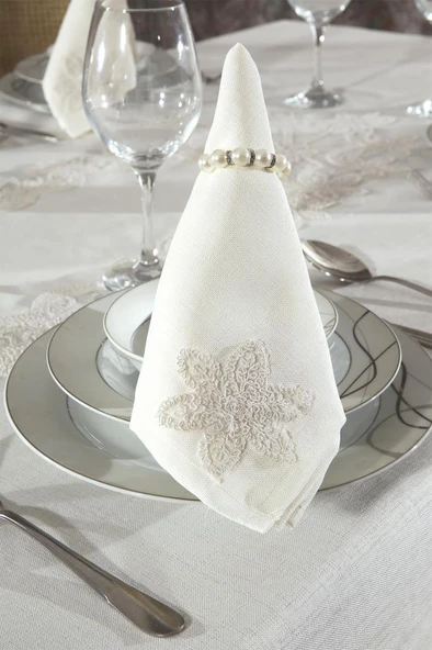 Latife Masa Örtüsü 26 Parça Krem - Resim 4