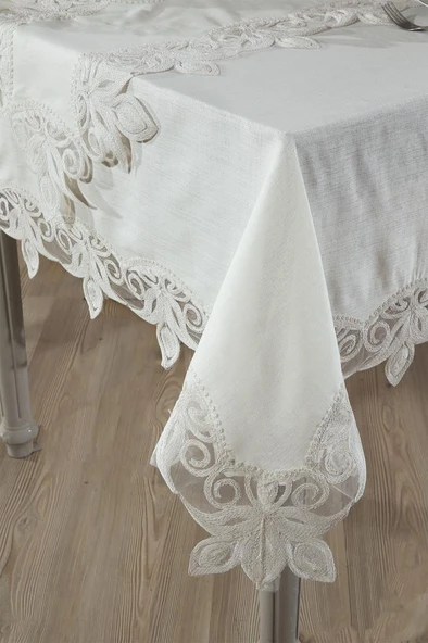 Fikriye Masa Örtüsü 26 Parça Krem - Resim 2