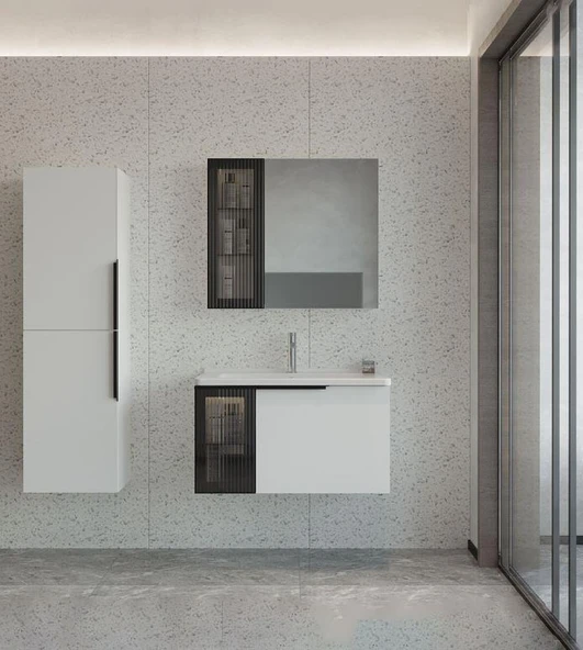 Orka Pure 100 cm Mat Beyaz Banyo Dolabı Takımı ve Boy Dolabı ürün görseli