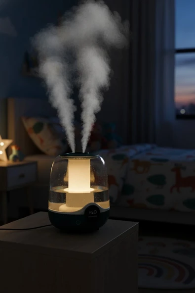 Glr K07 Yeşil Çift Spreyli Ultrasonik Sessiz Hava Nemlendirici ve Gece Lambası | 3L Kapasite - 4