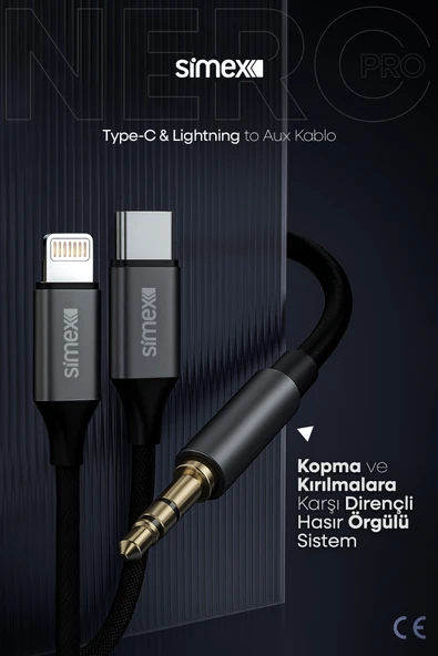 Simex 2in1 DAC SA-03 AuxPro Kumaş AUX Kablosu - 4