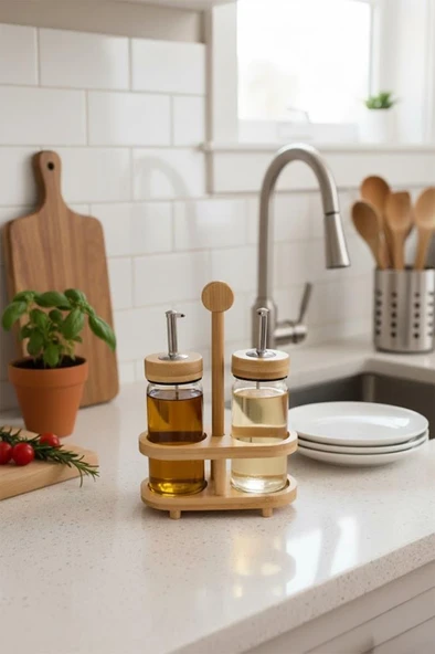 Bambum Mima - Bambu Standlı 2'li Yağdanlık Küçük ürün görseli 1