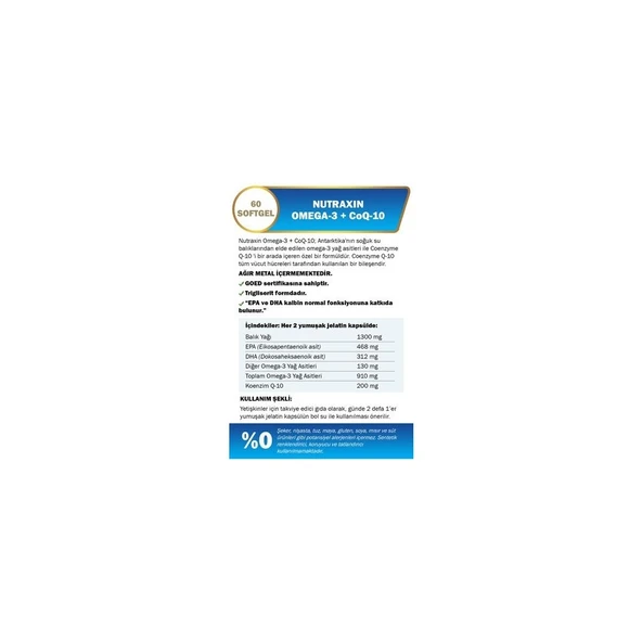 nutraxin Omega-3 + CoQ-10 Takviye Edici Gıda - 60 Kapsül - 3