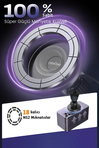 TDH7541 Süper Manyetik Araç Telefon Tutucu 360 Dönebilen Metal Klima Menfezlerine Uygun Mıknatıslı - 3