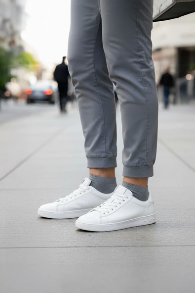 3'lü Pamuk Erkek Patik Çorap Seti - Karışık Renkli- Erkek Sneaker Çorap - 5