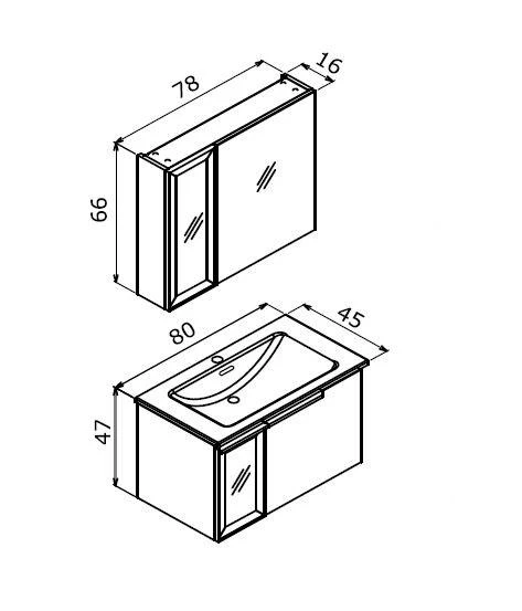 Orka Pure 80 cm Mat Antrasit Banyo Dolabı Takımı ve Boy Dolabı - Resim 3