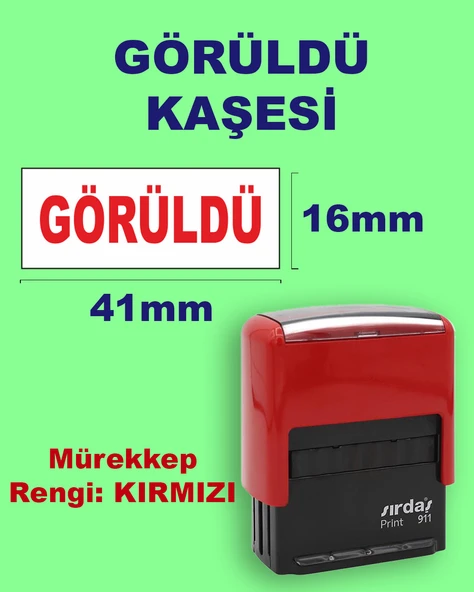 Görüldü Kaşesi, 911 (41mmx16mm) Kırmızı Keçeli Otomatik Kaşe ürün görseli