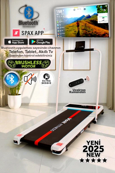 Powerfit 12km Hız Brushless Motor, Işıklı-Manuel Eğim-Kumandalı-Bluetooth'lu-Katlanabilir Koşu Bandı ürün görseli 1