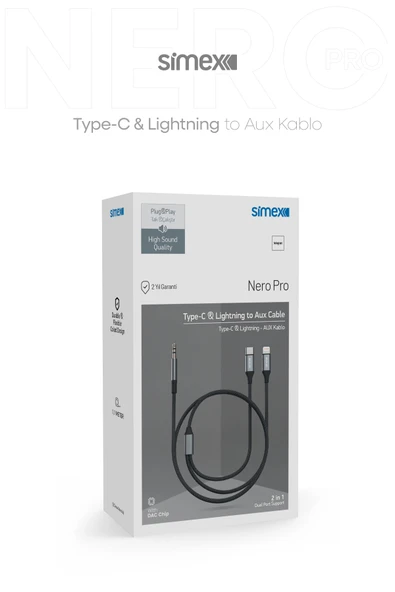 Simex 2in1 DAC SA-03 AuxPro Kumaş AUX Kablosu - 6