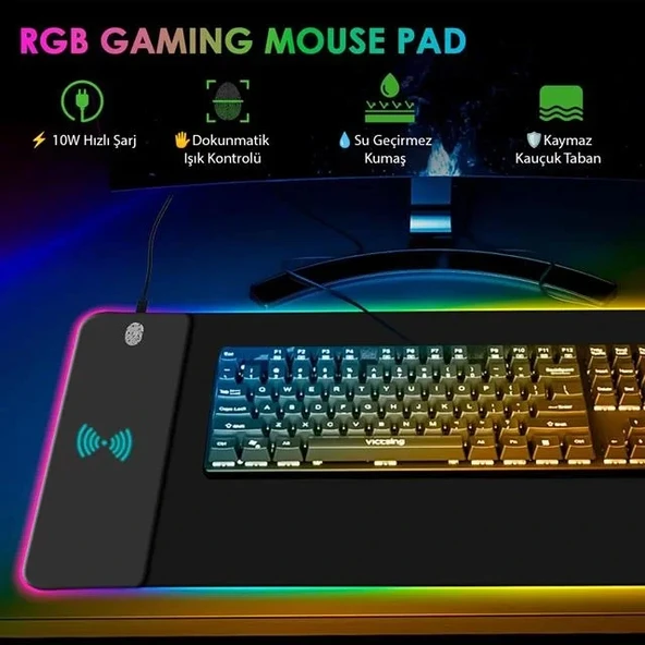 Powermaster Pm-25115 Xl Rgb Gaming Mouse Pad Wireless Telefon Şarj Destekli 14 Modlu - 2
