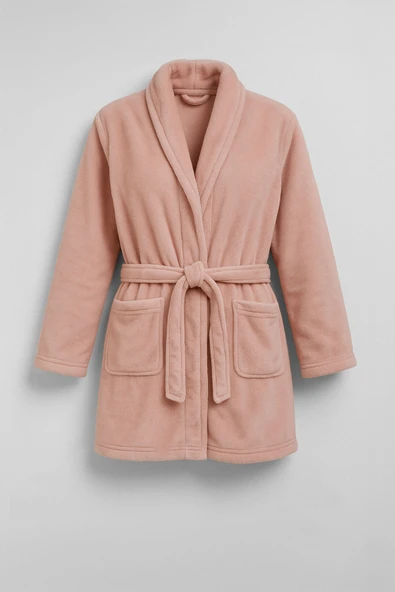 Kadın Yumuşak Kadife Dokulu Pudra Sabahlık ürün görseli