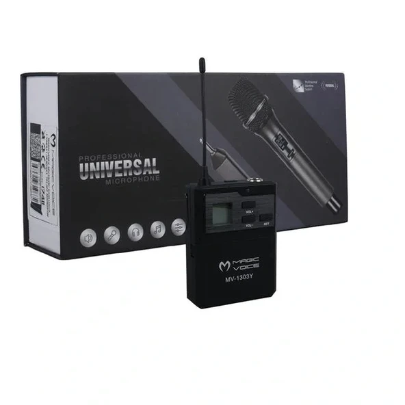 Magicvoice Mv-1303y Uhf 1 Yaka + 1 Headset Kablosuz Profesyonel Telsiz Mikrofon - Resim 2