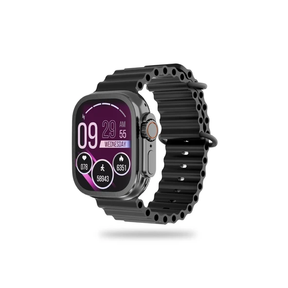 Polosmart PSSW21 2.01" Dokunmatik Ekranlı Akıllı Saat Titreşimli, Mikrofonlu, Adım Sayarlı Siyah