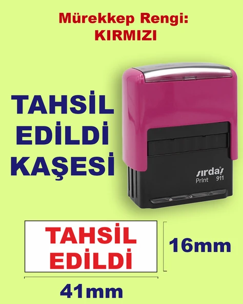 Tahsil Edildi Kaşesi, 911 (41mmx16mm) Kırmızı Keçeli Otomatik Kaşe ürün görseli