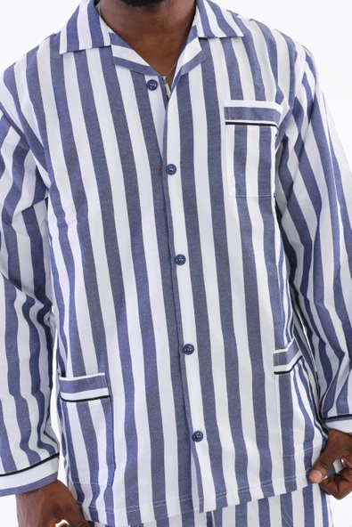 MDB Kocabey 4007 Uzun Kol Çizgili Gaffur Erkek Pijama Takım - Resim 7