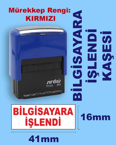 Bilgisayara İşlendi Kaşesi, 911 (41mmx16mm) Kırmızı Keçeli Otomatik Kaşe ürün görseli